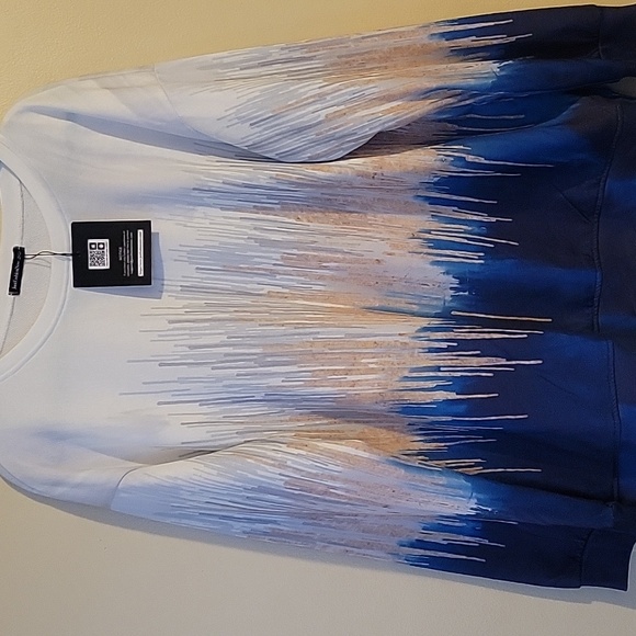 Women's White and Blue Gradient Graphic Pullover Sweatshirt - Picture 2 of 6